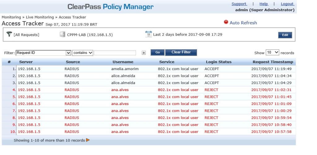 access tracker clearpass